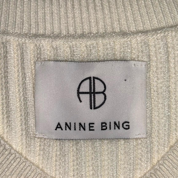 Anine Bing White Skylar Mini Ribbed Short Sleeve Sweater Dress Medium - Picture 6 of 7